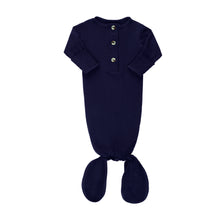 Load image into Gallery viewer, Newborn Knotted Gown - Navy-ELIVIA &amp; CO.
