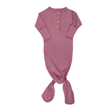 Load image into Gallery viewer, Newborn Ribbed Knotted Gown - Raspberry
