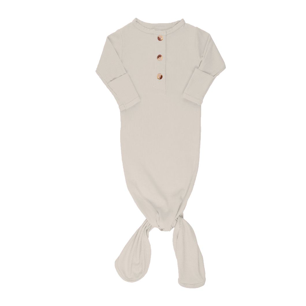 Newborn Ribbed Knotted Gown - Nude