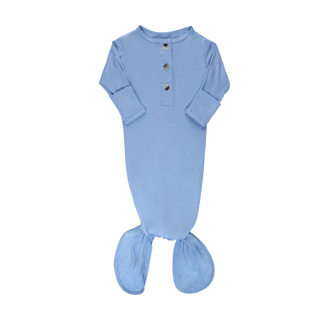 Newborn Knotted Gown - Baby Blue-ELIVIA & CO.