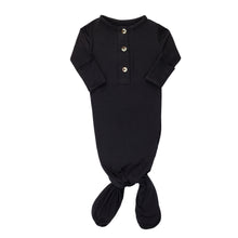 Load image into Gallery viewer, Newborn Knotted Gown - Black-ELIVIA &amp; CO.
