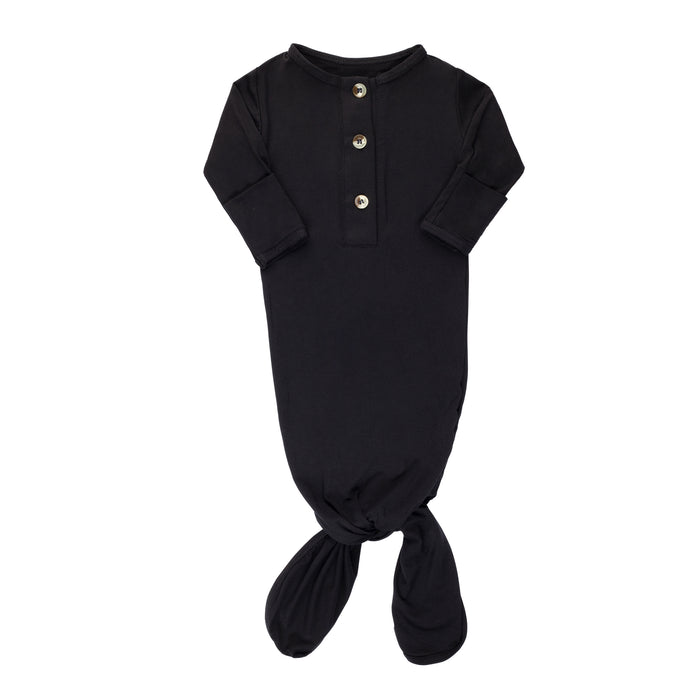 Newborn Knotted Gown - Black-ELIVIA & CO.