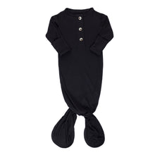 Load image into Gallery viewer, Newborn Ribbed Knotted Gown - Black
