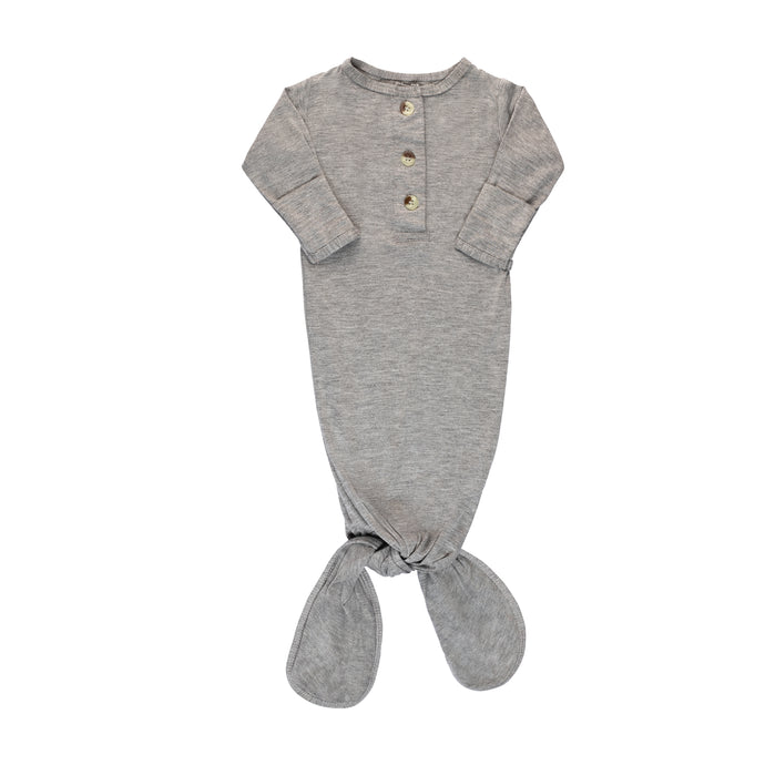 Newborn Knotted Gown - Gray-ELIVIA & CO.