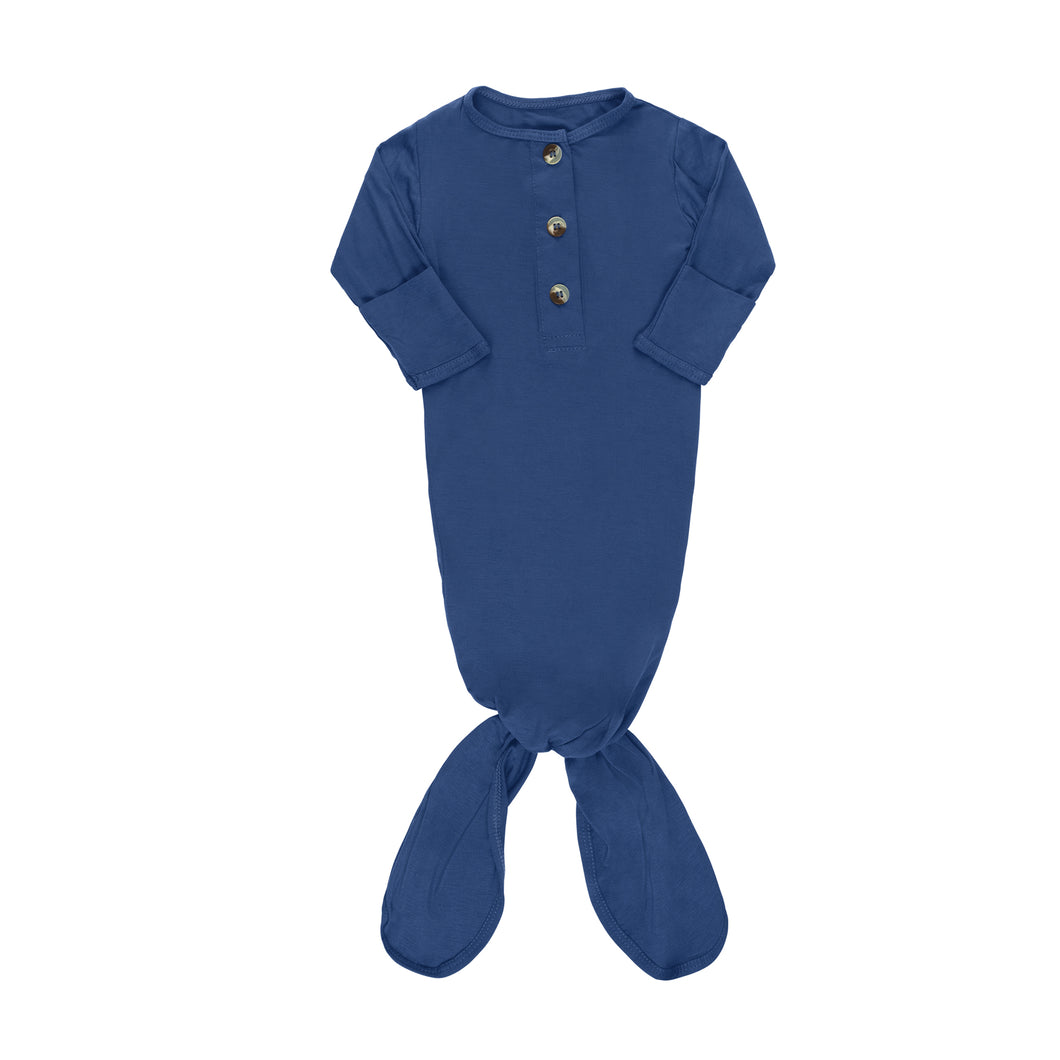Newborn Knotted Gown - Indigo-ELIVIA & CO.