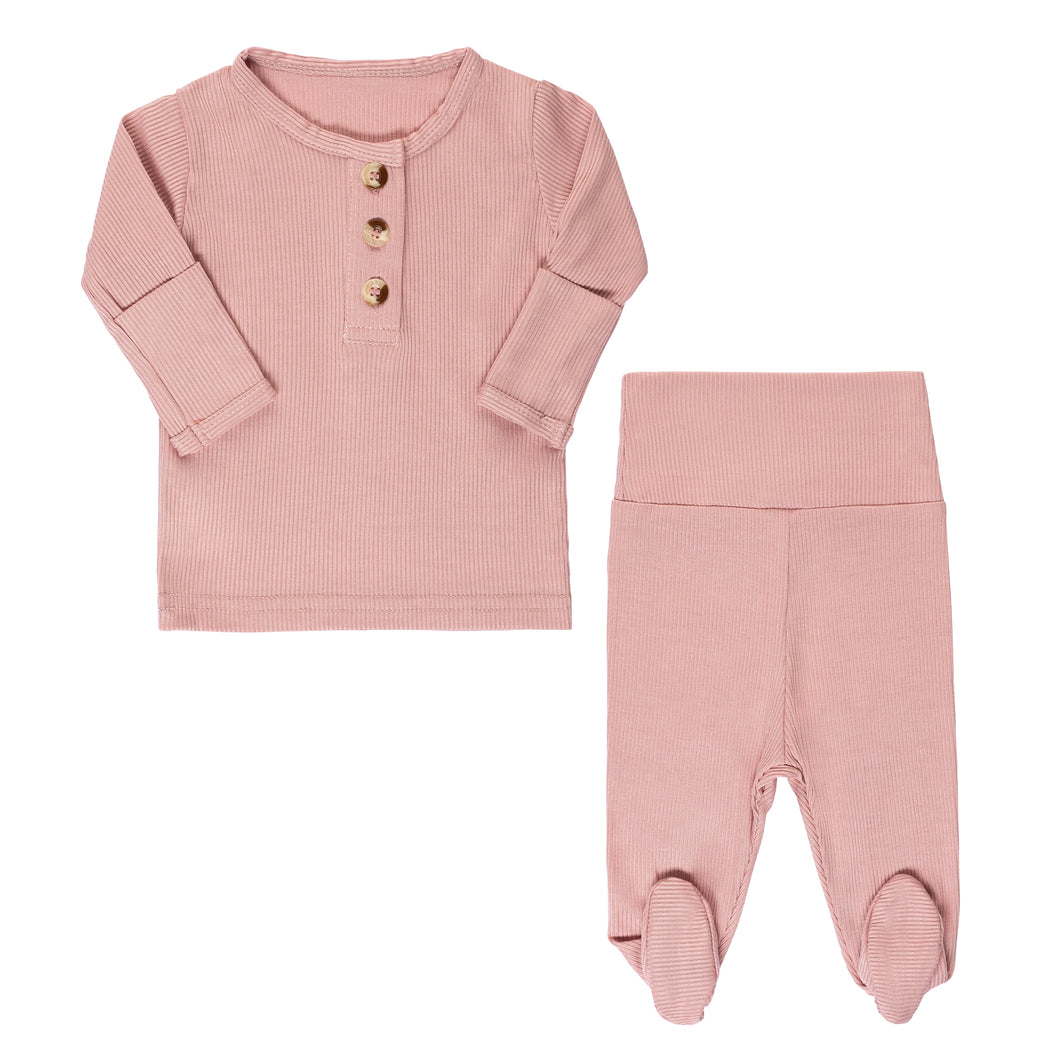 Ribbed Top + Bottom - Mauve