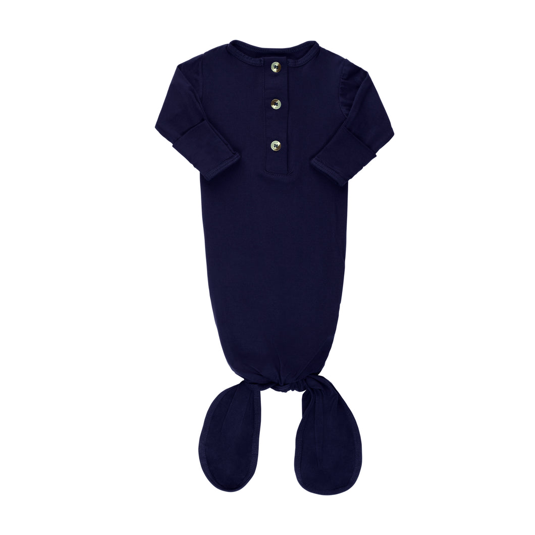 Newborn Knotted Gown - Navy-ELIVIA & CO.